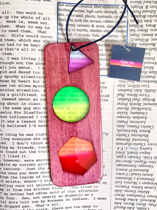 Shapes Wood & Resin Bookmark - Rosewood Rainbow