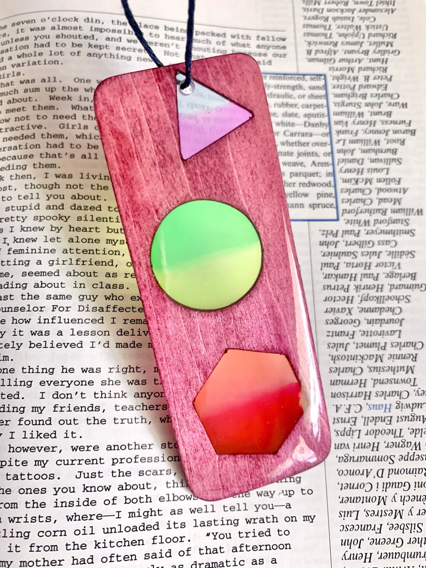 Shapes Wood & Resin Bookmark - Rosewood Rainbow