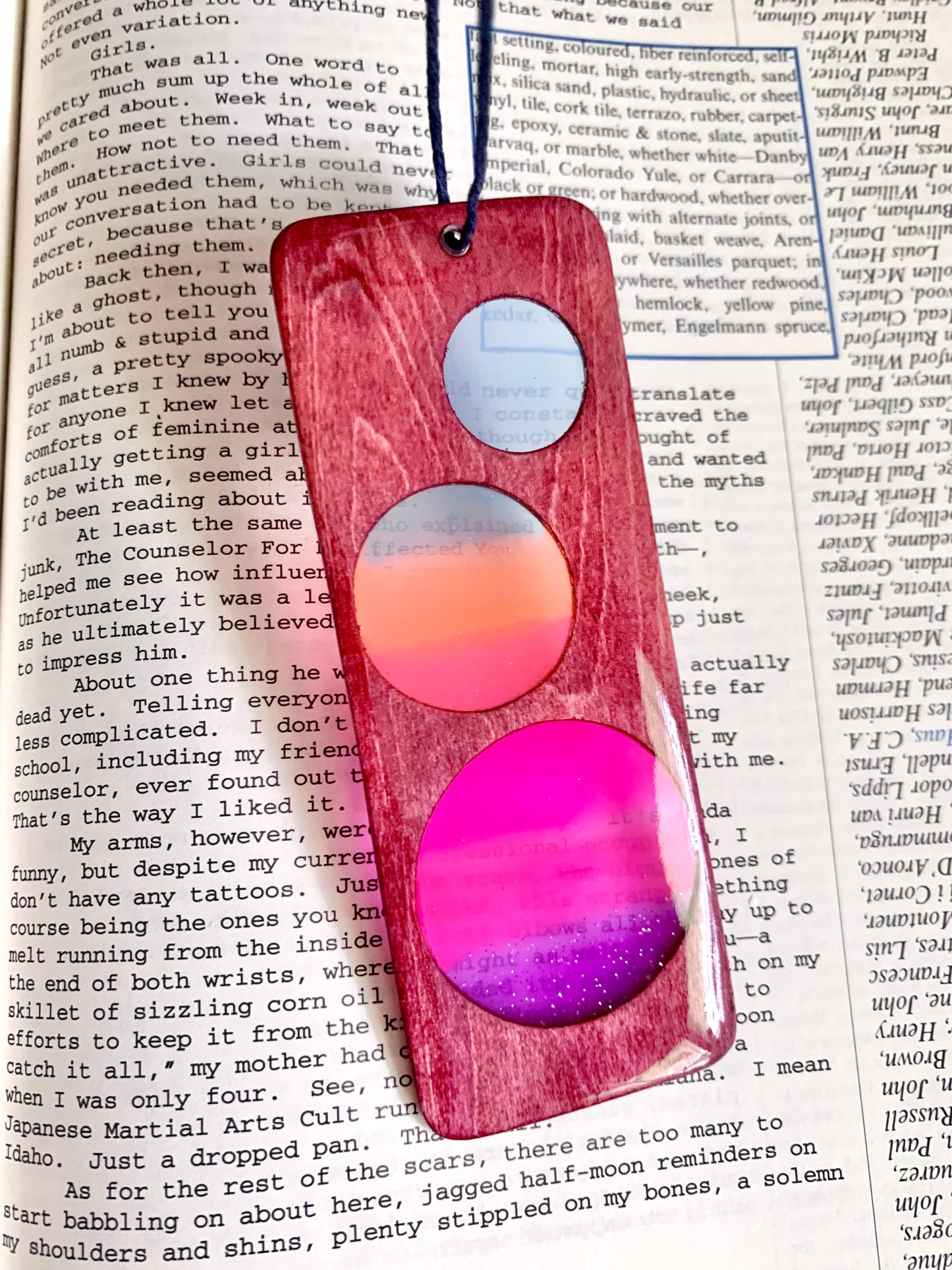 Circles Wood & Resin Bookmark - Rosewood