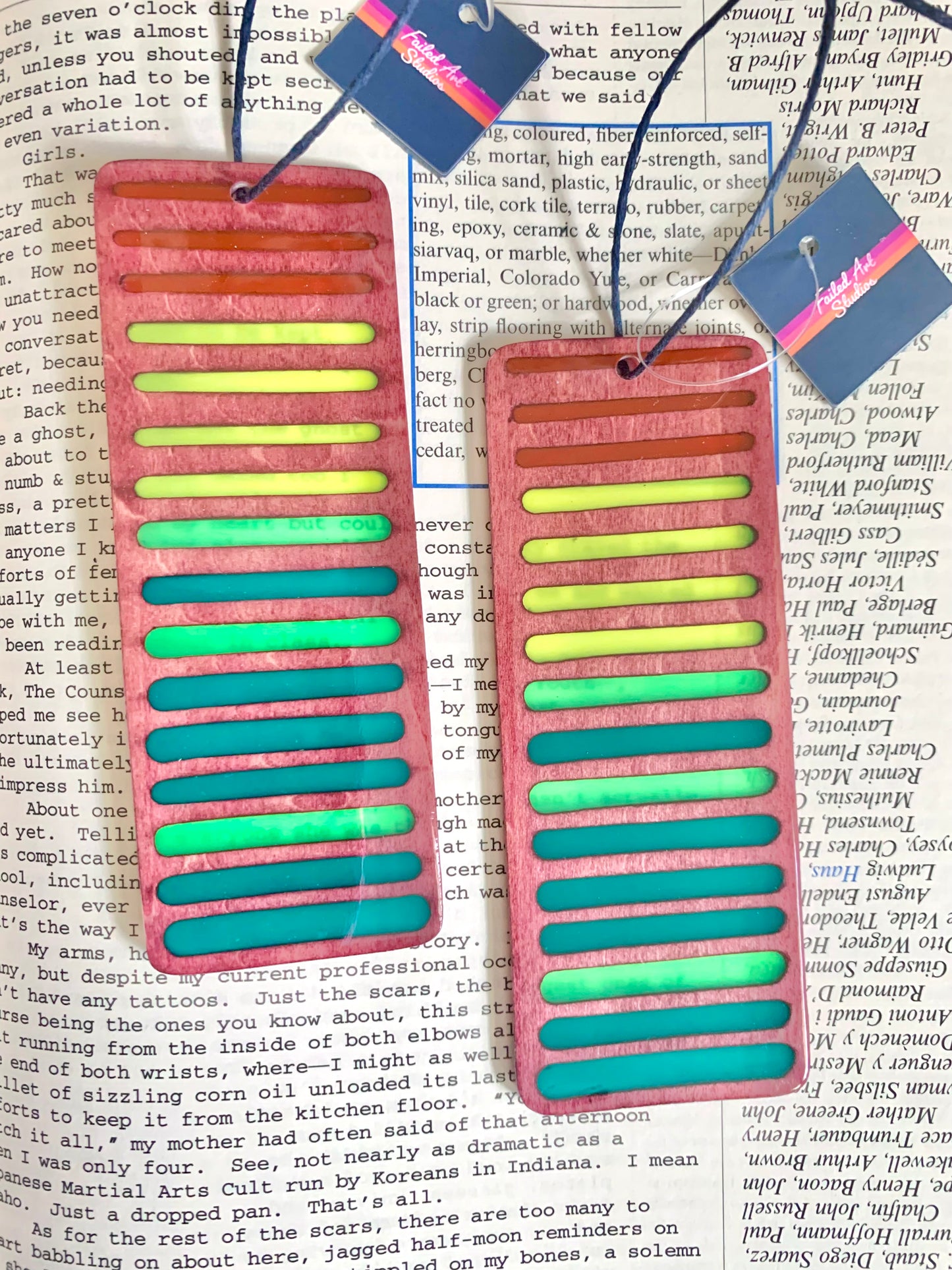Gradient Lines Wood & Resin Bookmark - Rosewood VU Meter
