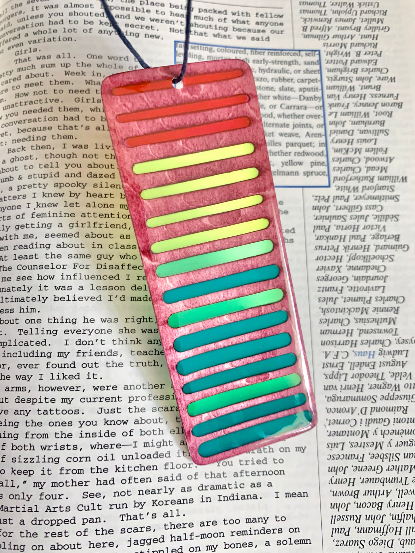 Gradient Lines Wood & Resin Bookmark - Rosewood VU Meter