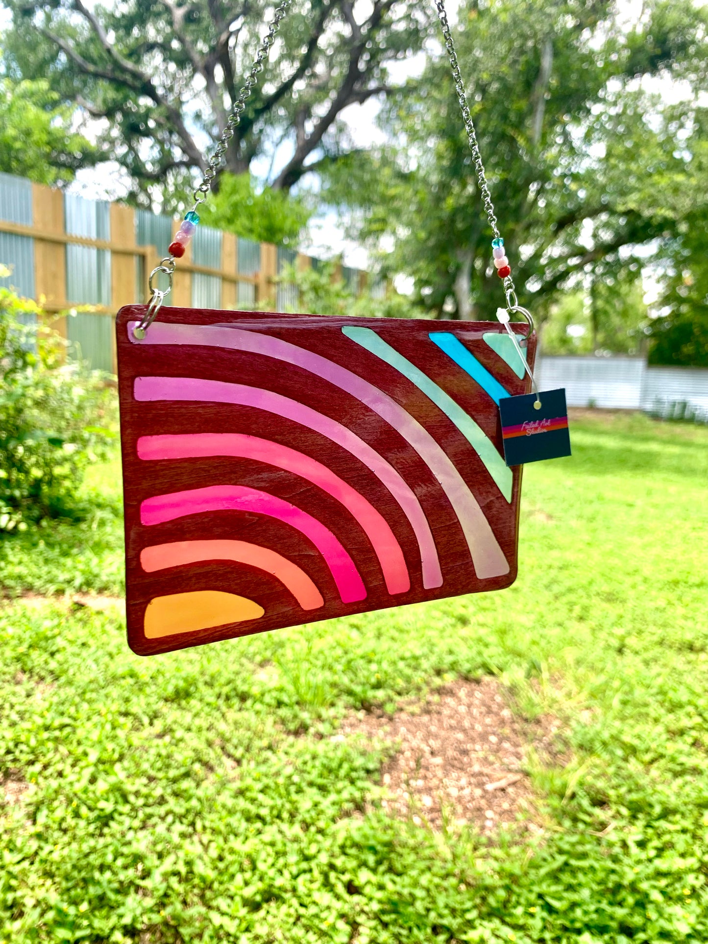 Sunset Vibe Wood & Resin Sun Catcher - Rosewood Sunset