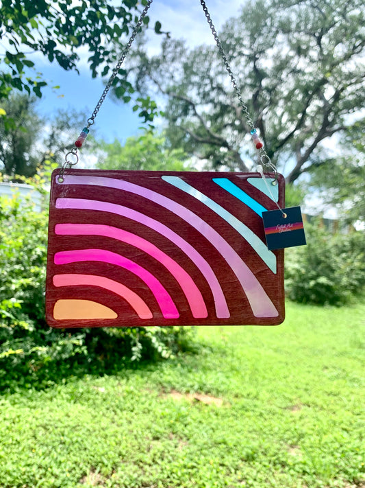 Sunset Vibe Wood & Resin Sun Catcher - Rosewood Sunset
