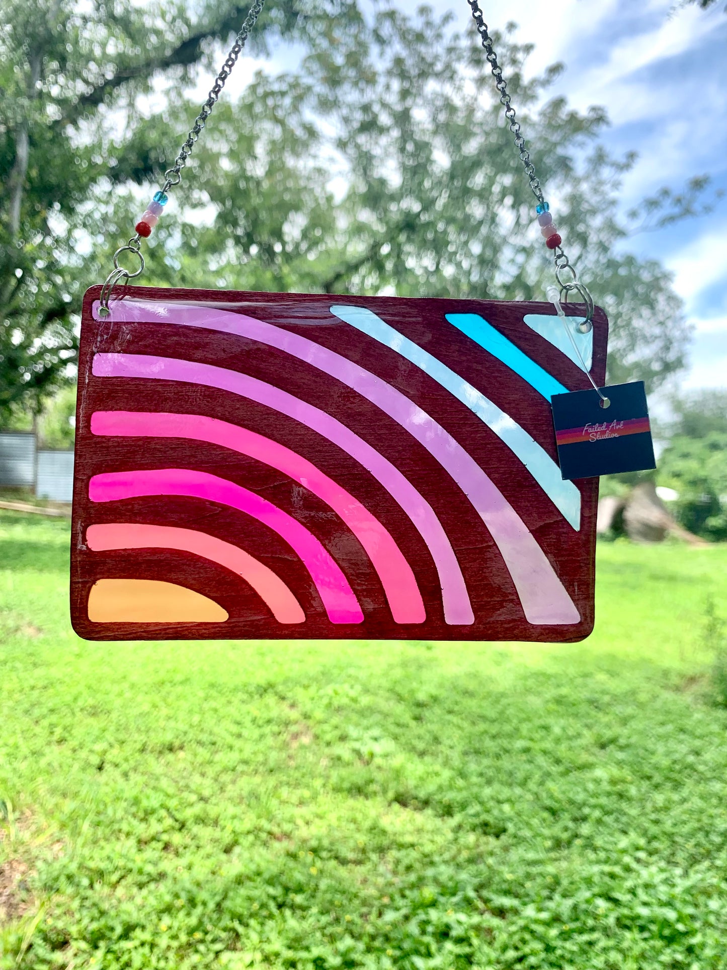 Sunset Vibe Wood & Resin Sun Catcher - Rosewood Sunset