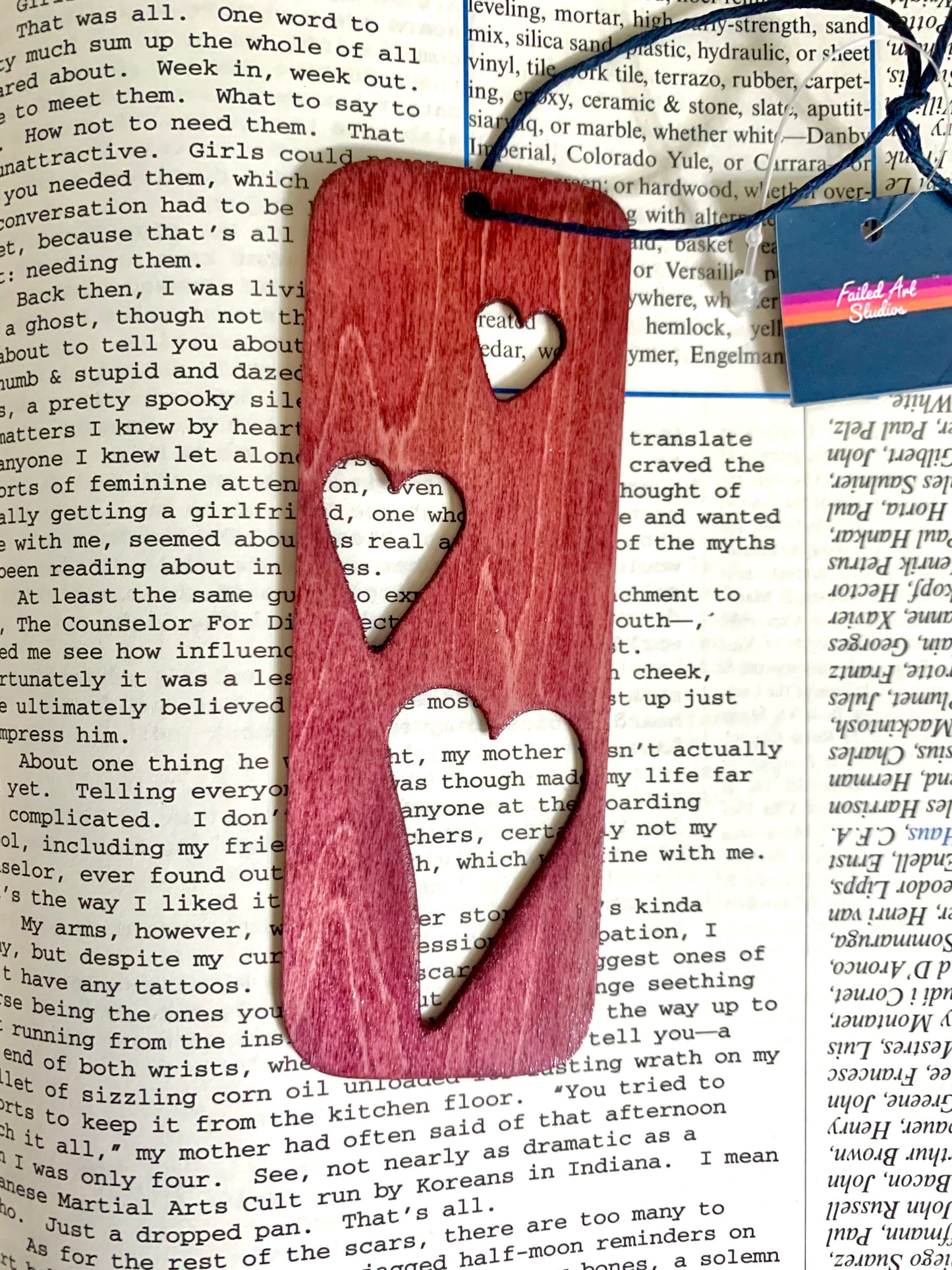 Hearts Wooden Bookmark - Rosewood