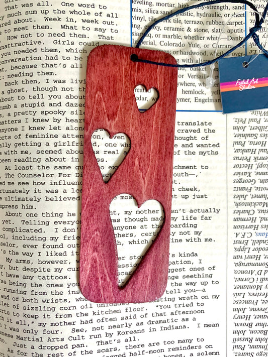 Hearts Wooden Bookmark - Rosewood