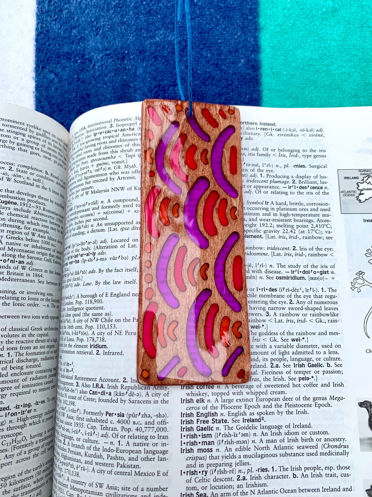 Blue Wave Wood & Resin Bookmark - Warm Sunset