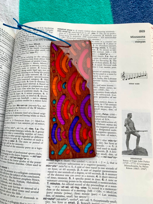 Blue Wave Wood and Resin Bookmark - Sunset
