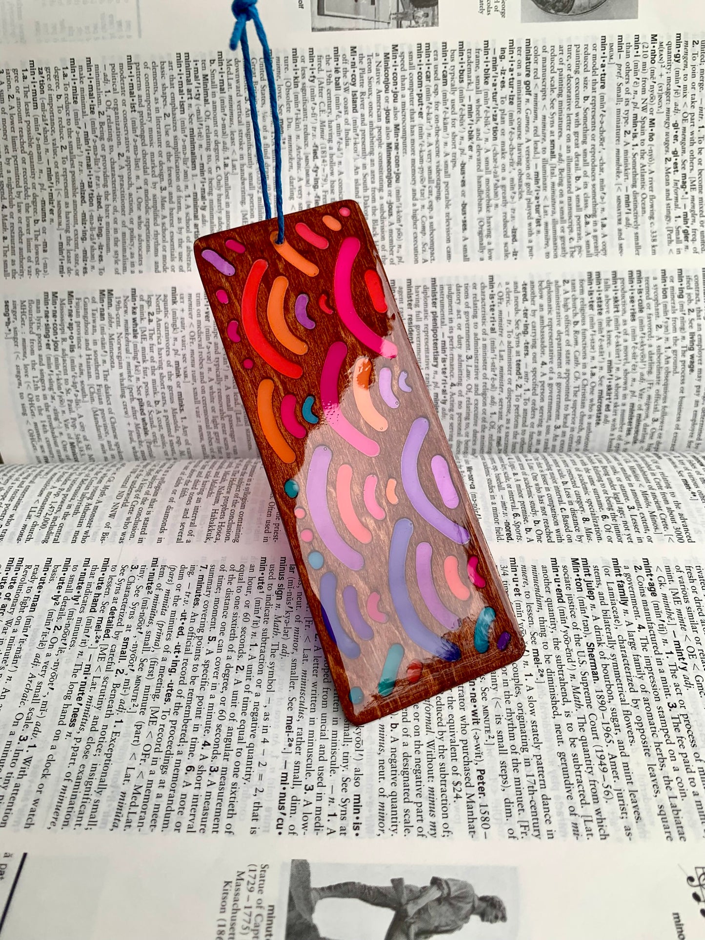 Blue Wave Wood & Resin Bookmark - Sunset