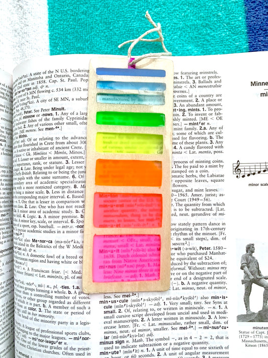 Gradient Lines Wood & Resin Bookmark - Retro Rainbow