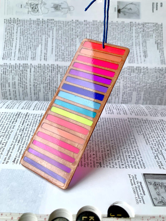 Gradient Lines Wood & Resin Bookmark - Teak Multi-color