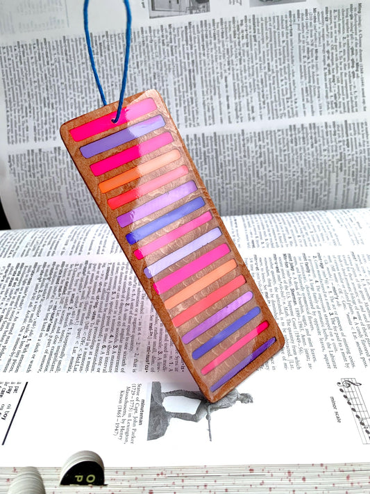 Gradient Lines Wood & Resin Bookmark - Teak Sunset