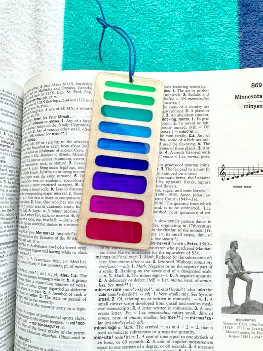Mini Gradient Lines Wood & Resin Bookmark - Cool Retro