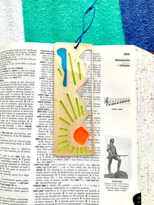 Mountain Sunrise Wood & Resin Bookmark - Basswood