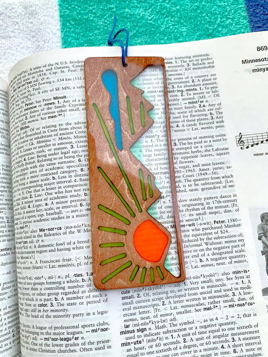 Mountain Sunrise Wood & Resin Bookmark - Blue Peak Teak