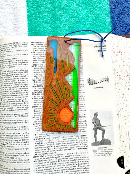 Mountain Sunrise Wood & Resin Bookmark - Snow Peak Green