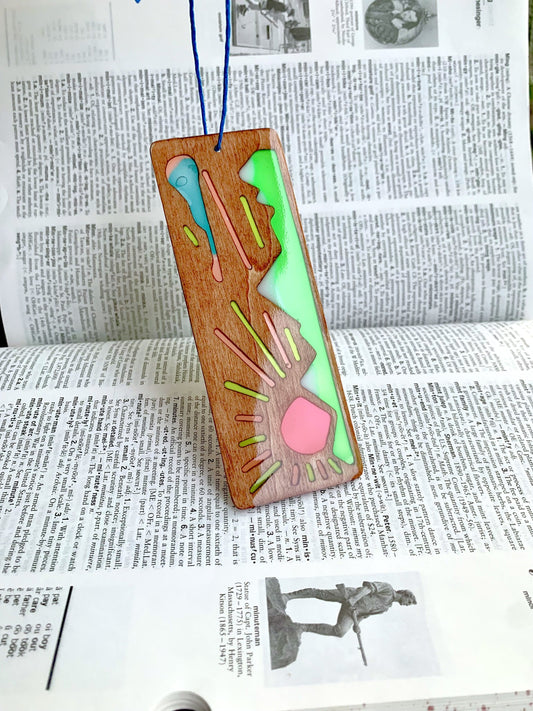 Mountain Sunrise Wood & Resin Bookmark - Walnut Multi-color
