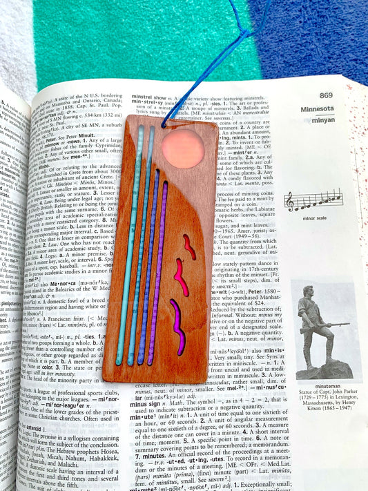 Ocean Sunset Wood & Resin Bookmark - Soft Teak