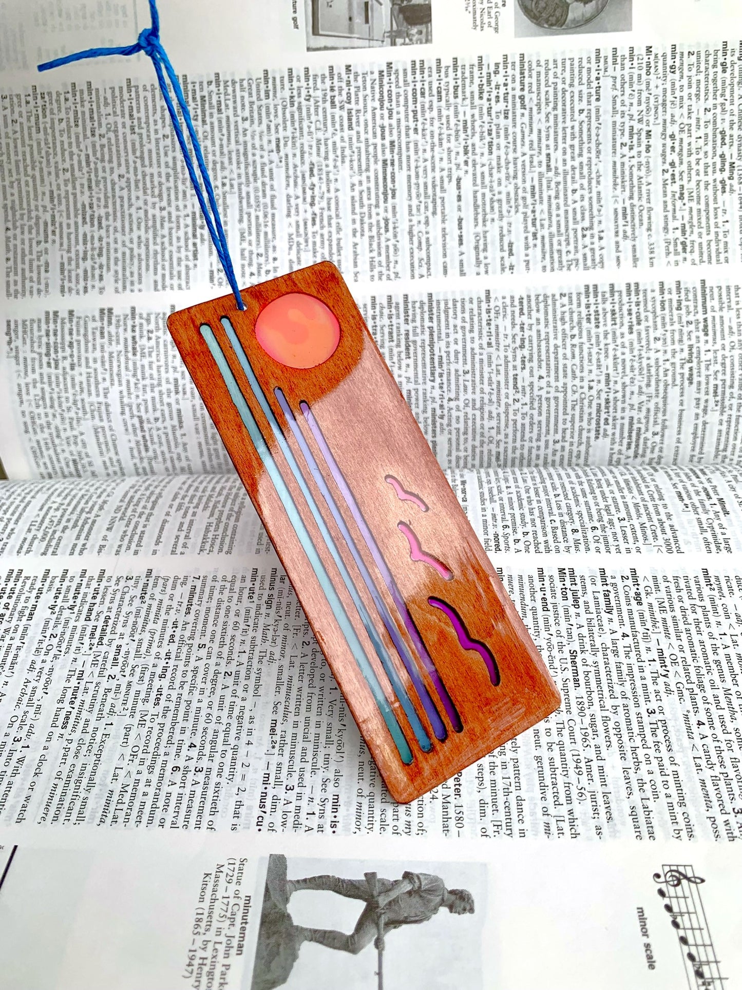Ocean Sunset Wood & Resin Bookmark - Soft Teak