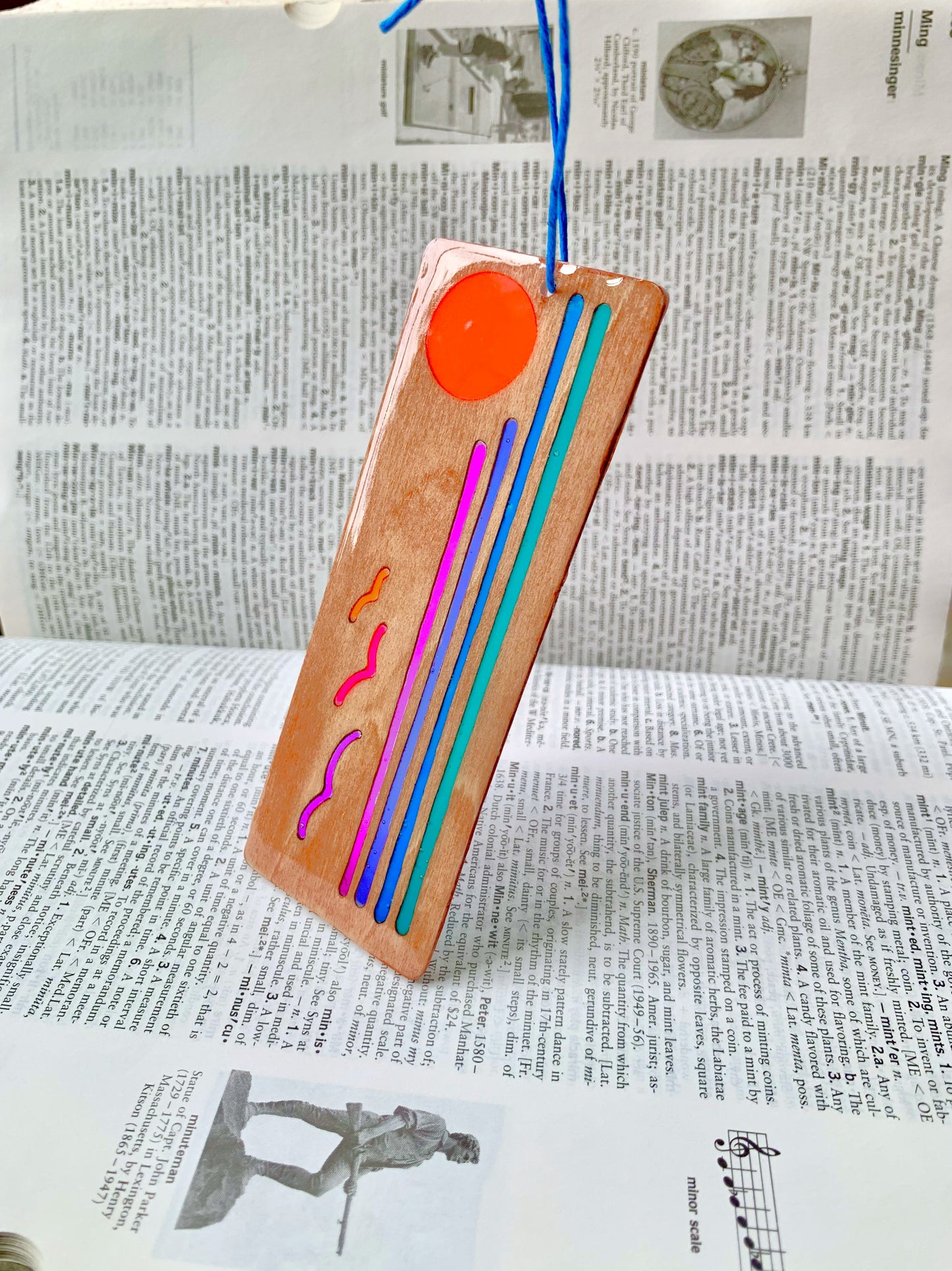 Ocean Sunset Wood & Resin Bookmark - Vivid Teak