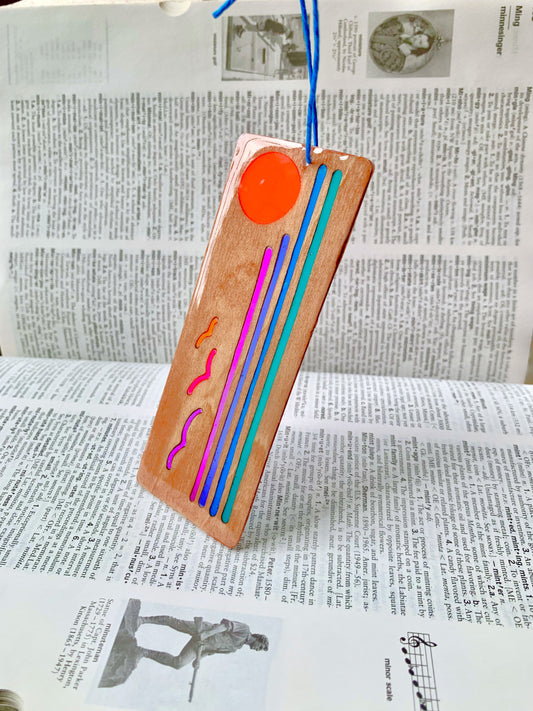 Ocean Sunset Wood & Resin Bookmark - Vivid Teak