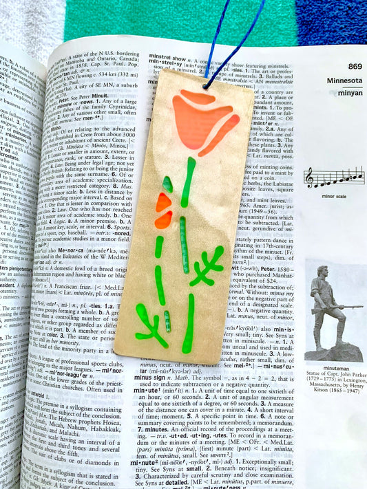 California Poppy Wood & Resin Bookmark - Basswood