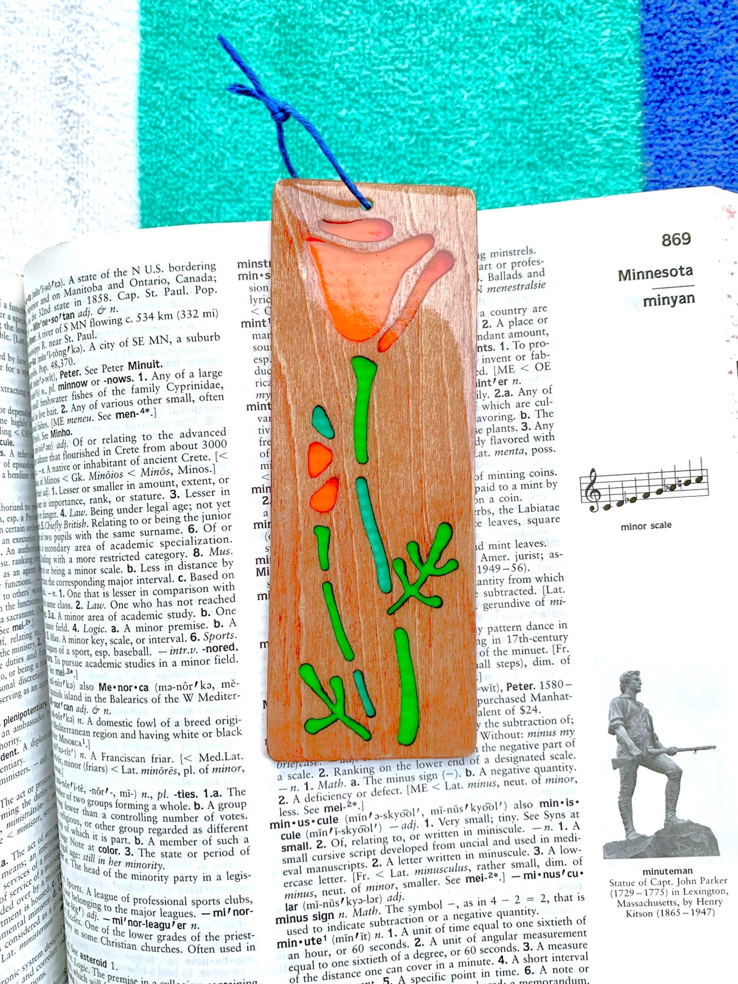 California Poppy Wood & Resin Bookmark - Teak