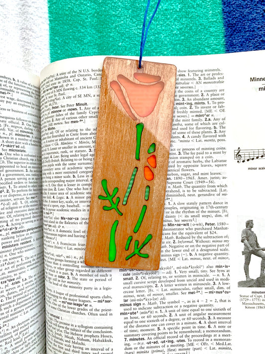 California Poppy Wood & Resin Bookmark - Walnut
