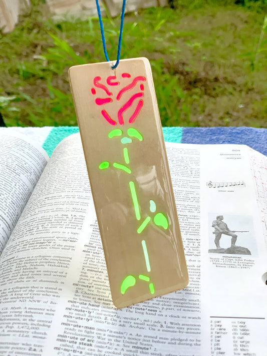 Rose Wood & Resin Bookmark - Basswood Red