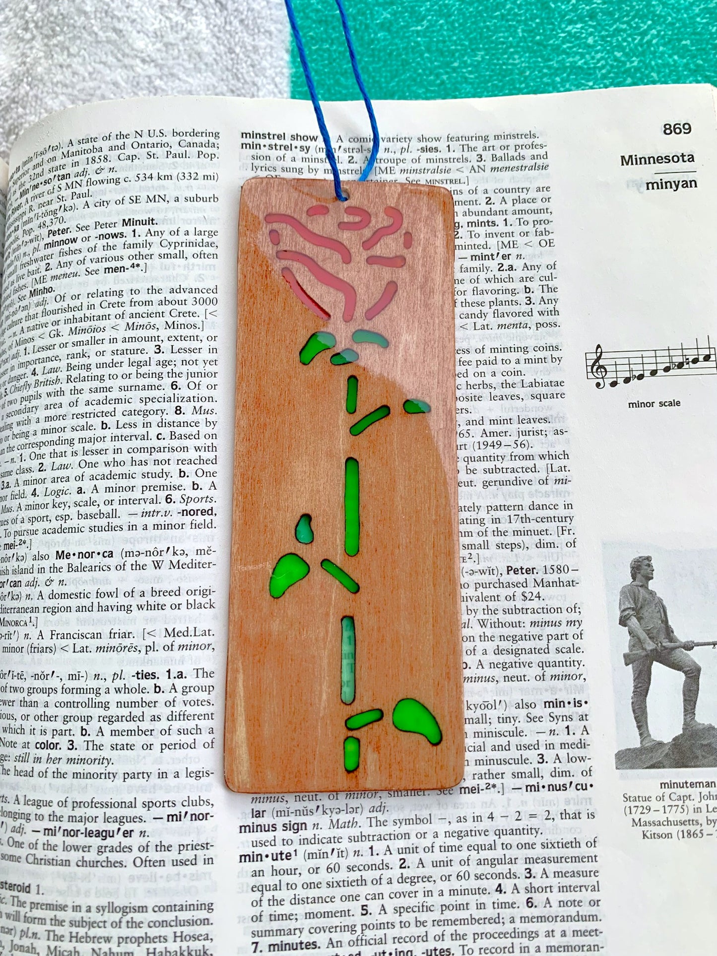 Rose Wood & Resin Bookmark - Teak Pink