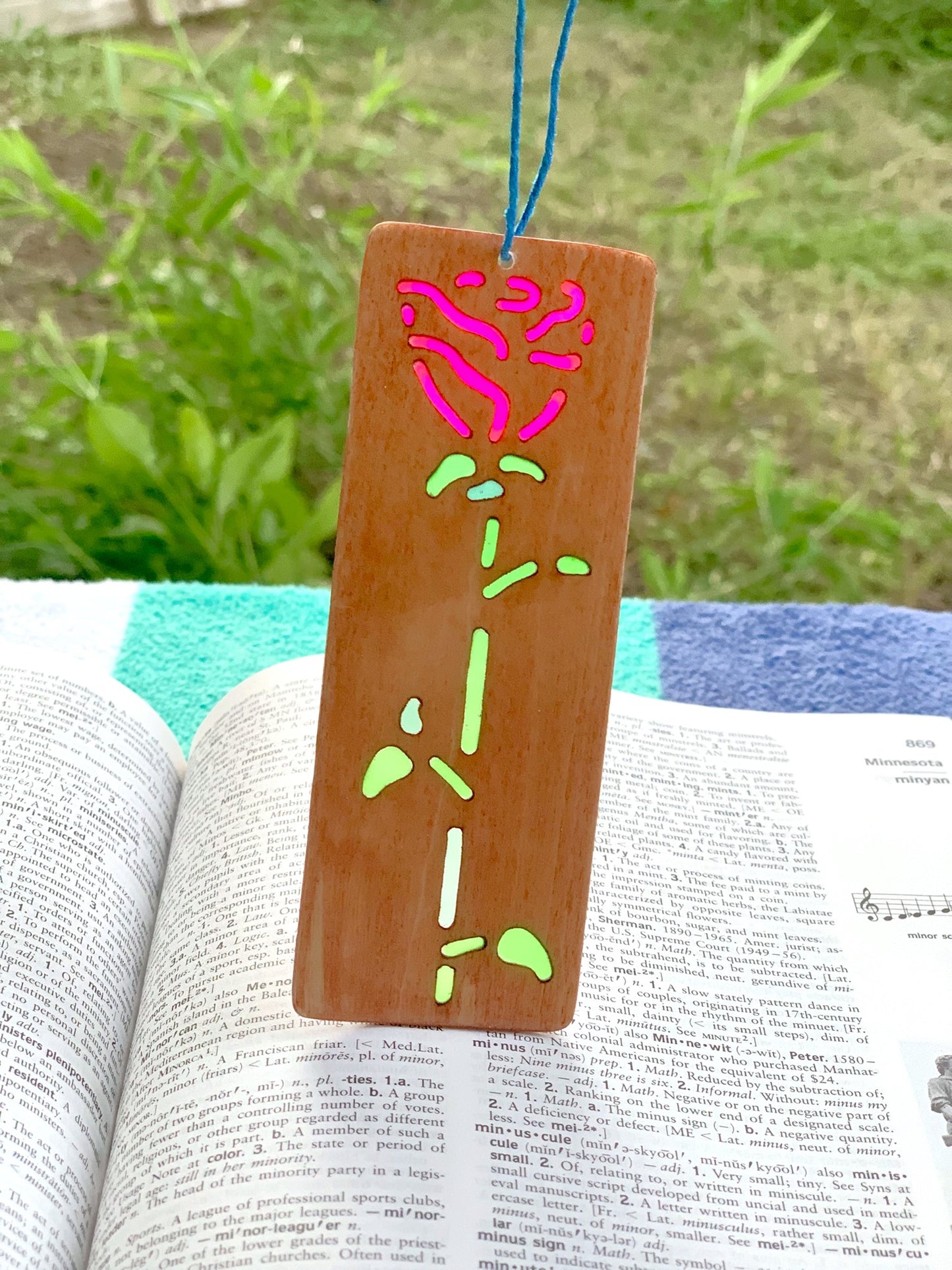 Rose Wood & Resin Bookmark - Teak Pink
