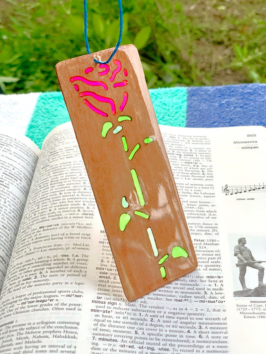 Rose Wood & Resin Bookmark - Teak Pink