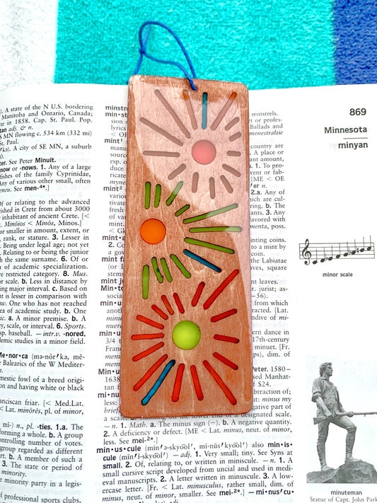 Sunburst Wood & Resin Bookmark - Teak