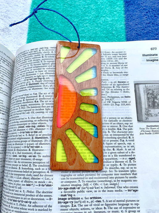 Sunrise Wood & Resin Bookmark - Teak