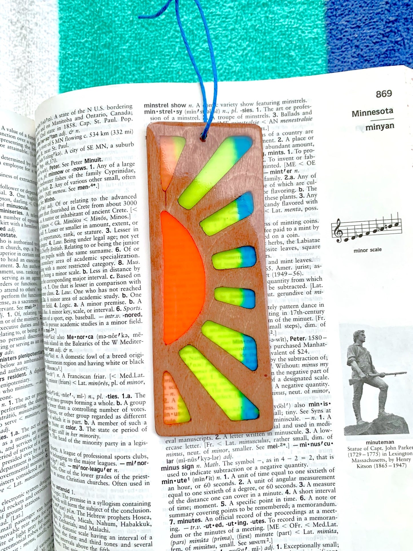 Sunrise Wood & Resin Bookmark - Teak Orange