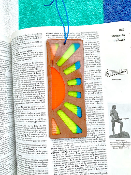 Sunrise Wood & Resin Bookmark - Teak Orange