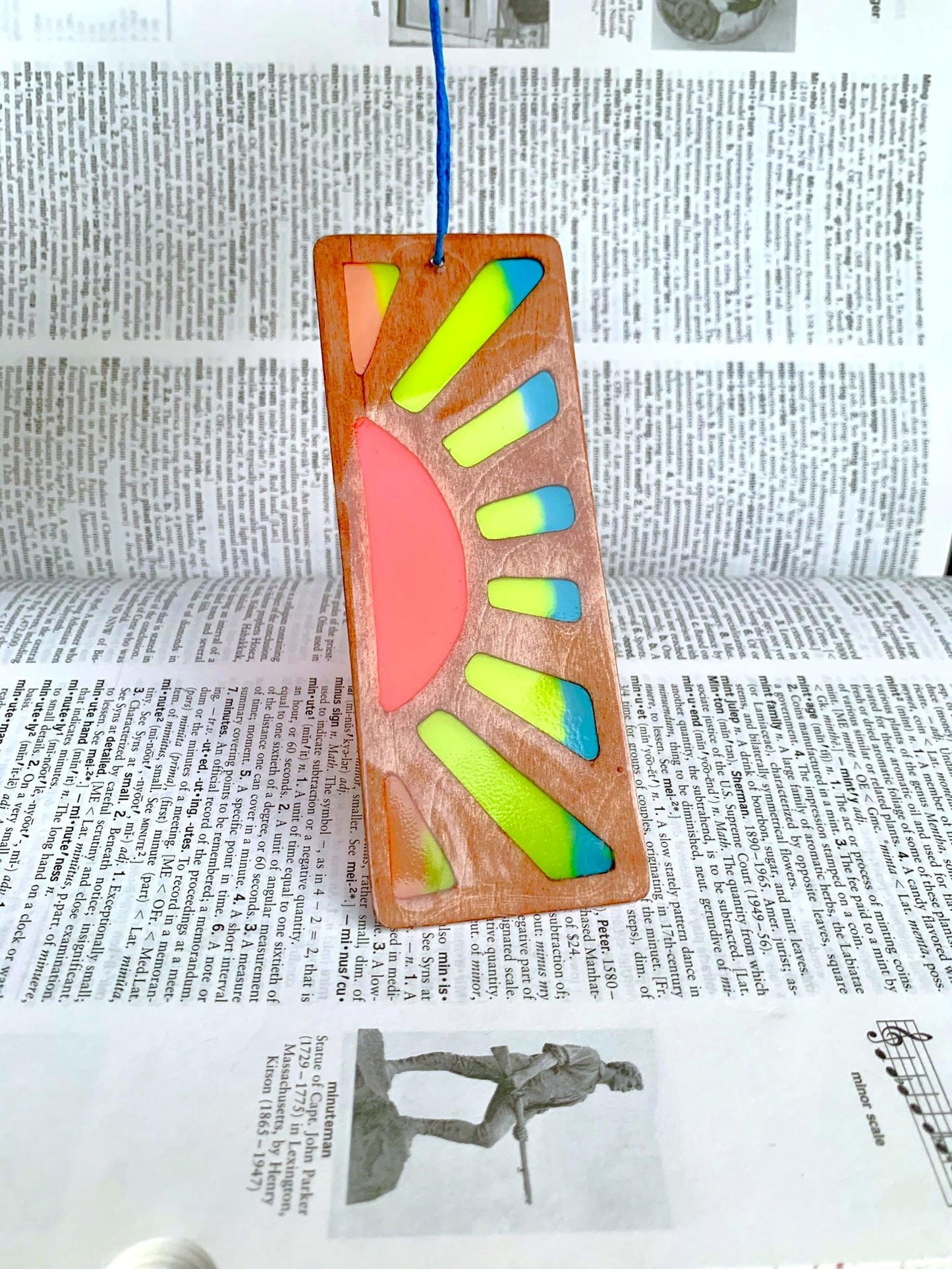 Sunrise Wood & Resin Bookmark - Teak Orange