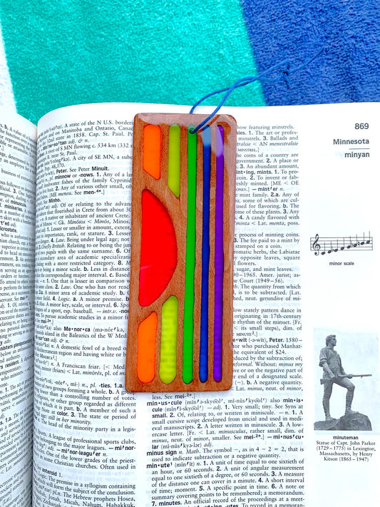Sunset Wood & Resin Bookmark - Teak Rainbow