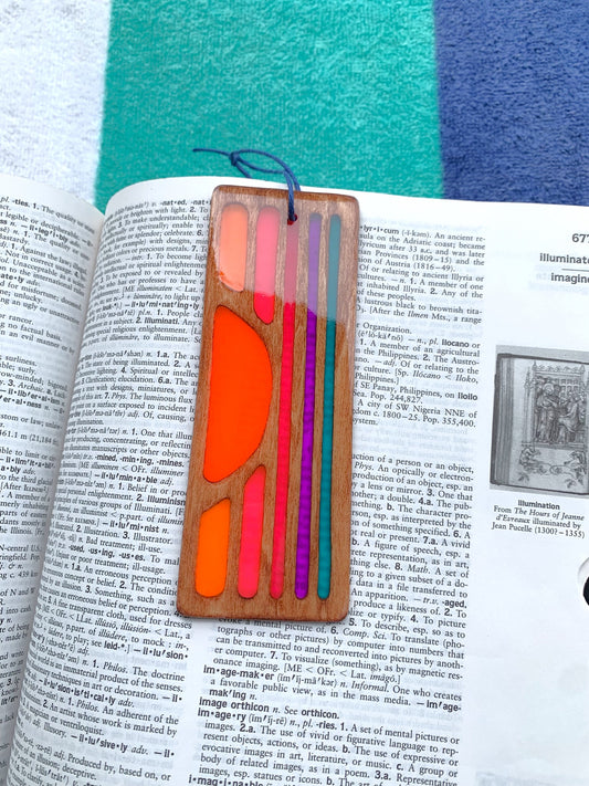 Sunset Wood & Resin Bookmark - Vivid Walnut