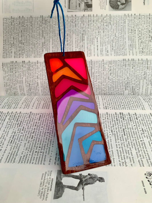 Zigzag Wood & Resin Bookmark - Rustic Sunset