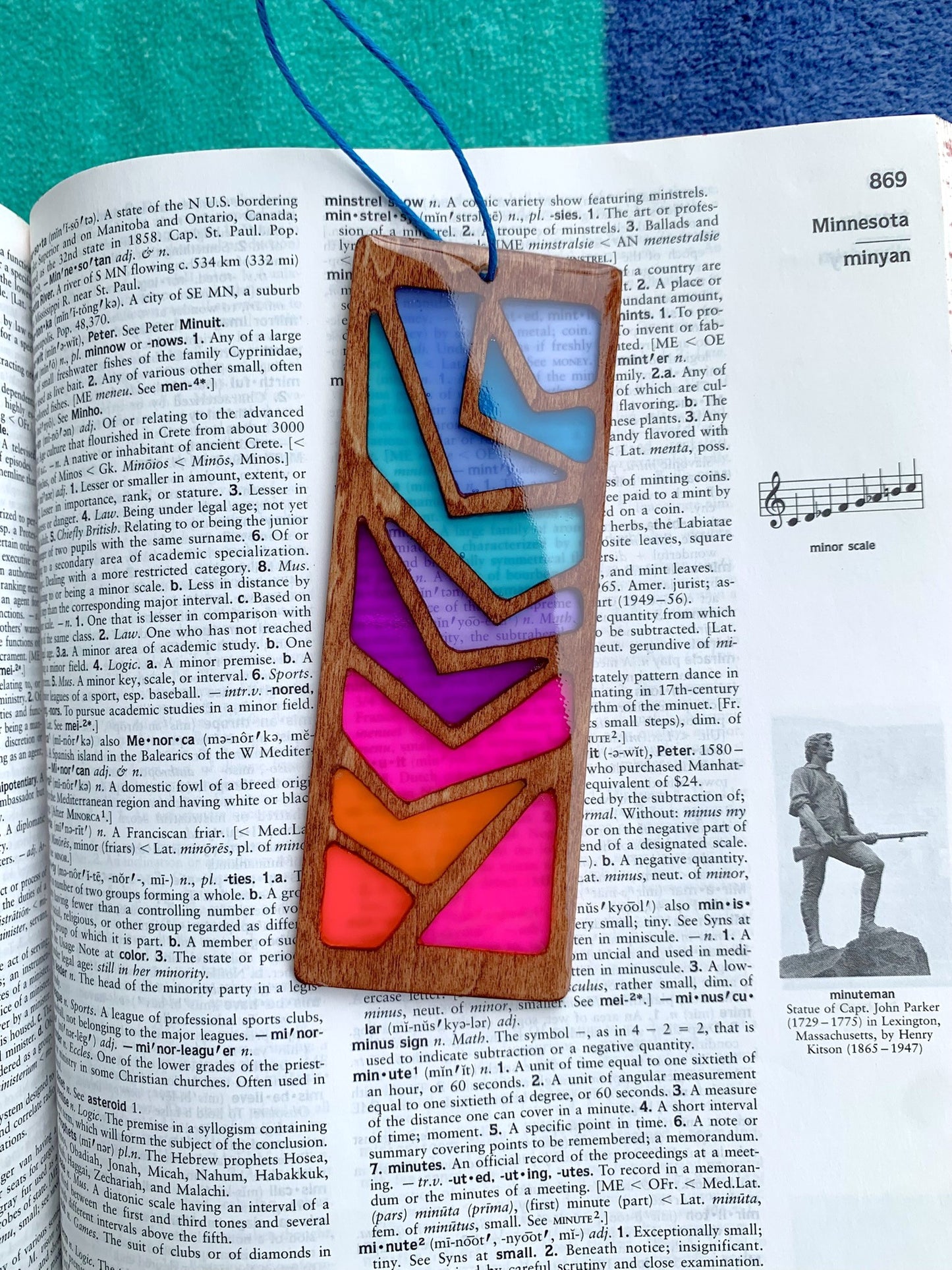Zigzag Wood & Resin Bookmark - Walnut Sunset