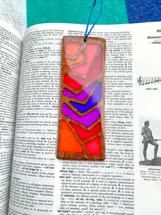 Zigzag Wood & Resin Bookmark - Warm Sunset