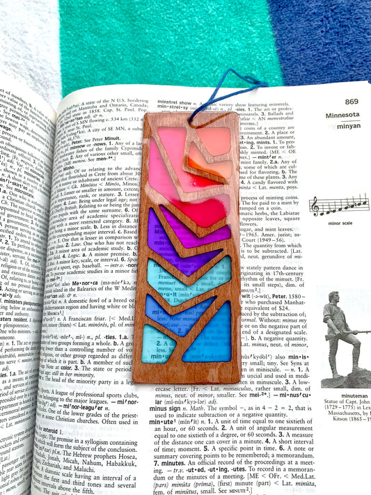 Zigzag Wood & Resin Bookmark - Falling Sunset
