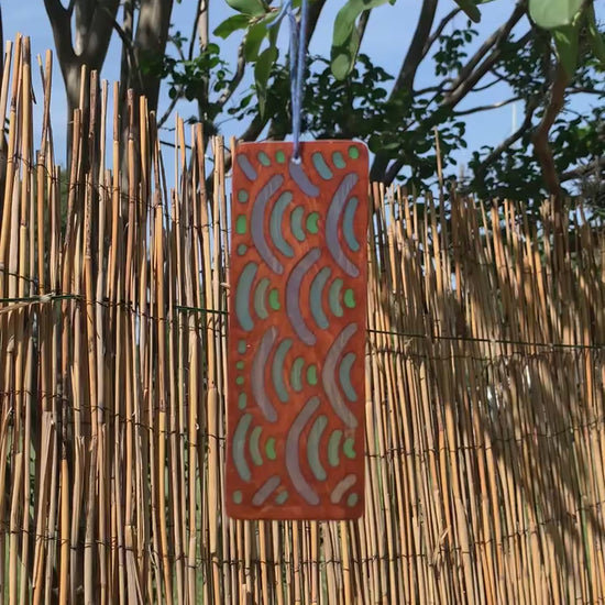 Hand-carved basswood bookmark with Japanese blue wave UV resin design